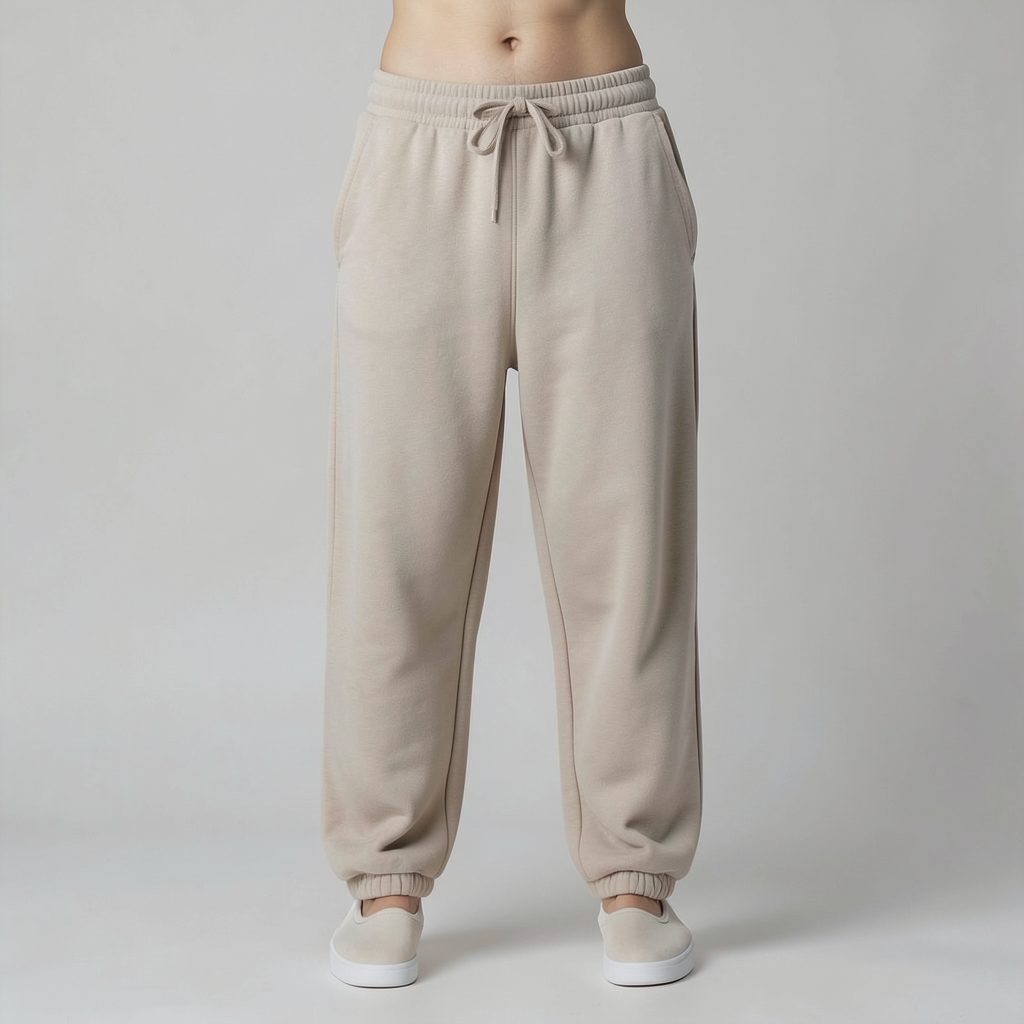 Relaxed-fit sweatpants in a neutral tone, casual athletic silhouette
